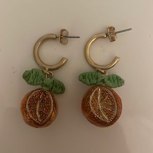 Zara orange fruit green earrings
